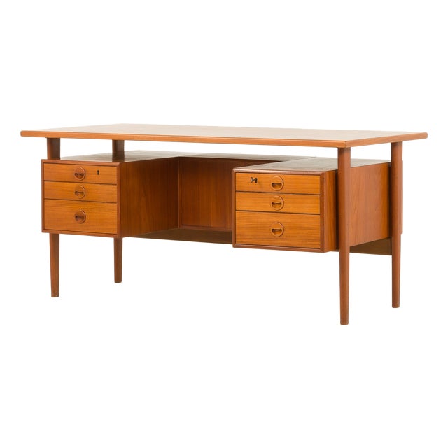 Danish Executive Desk in Teak by Kai Kristiansen, 1960s For Sale