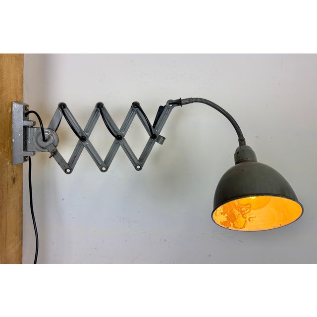 Grey Industrial Scissor Wall Lamp from Elektroinstala, 1960s For Sale - Image 18 of 18