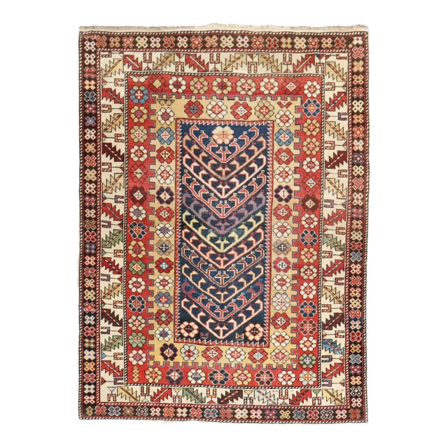 Early 20th Century Decorative Zabihi Collection Whimsical Caucasian Shirvan Rug For Sale