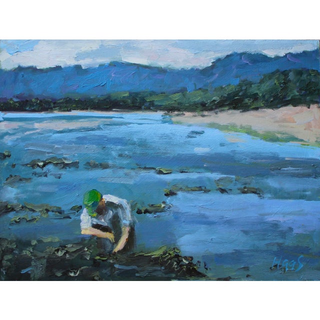 Clam Digger, Dillon Beach, Contemporary Original Oil Painting For Sale