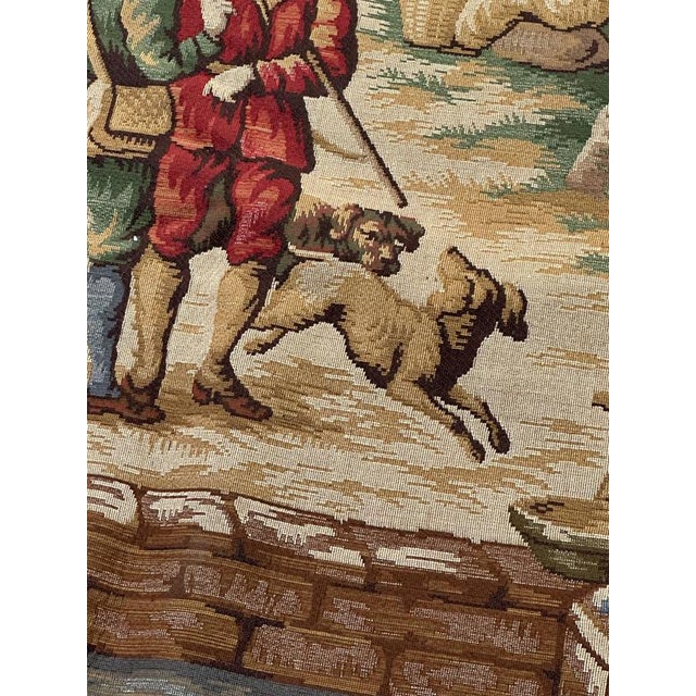 Antique French Jacquard Tapestry with Village Motif in the style of Aubusson, 1970s For Sale - Image 10 of 18