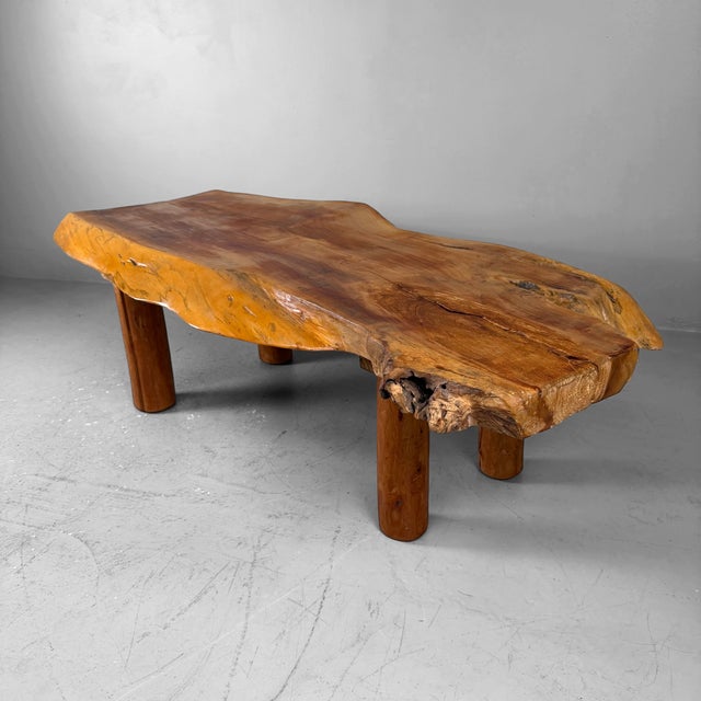 Japanese Organic Live Edge Side Table in Zelkova Wood, 1960s For Sale - Image 11 of 12
