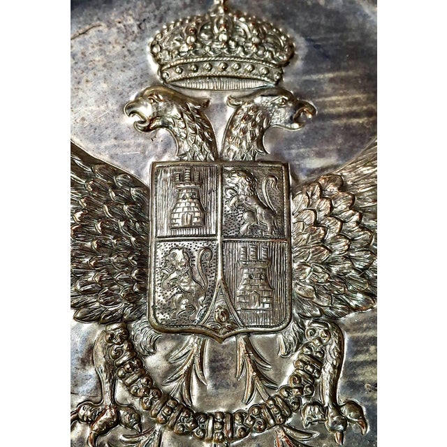 19th-Century Russian Silver Plate Coat of Arms Plaque For Sale - Image 4 of 10