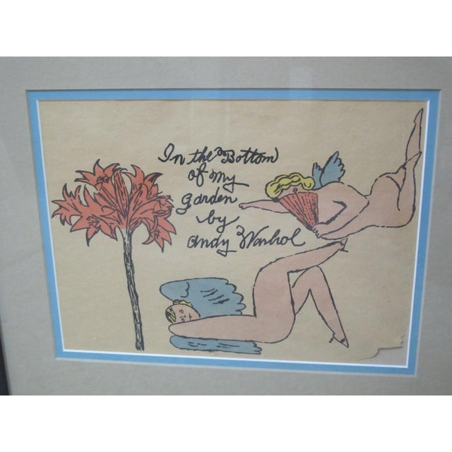 Andy Warhol (1928-1987), Title page from "In the Bottom of my Garden", series, c1956. Watercolor on offset lithograph. Two...