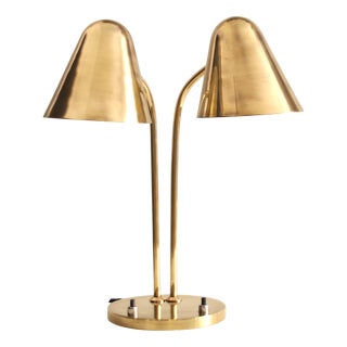 Mid-Century Adjustable Brass Library Lamp by Jacques Biny for Luminalité, 1950s For Sale