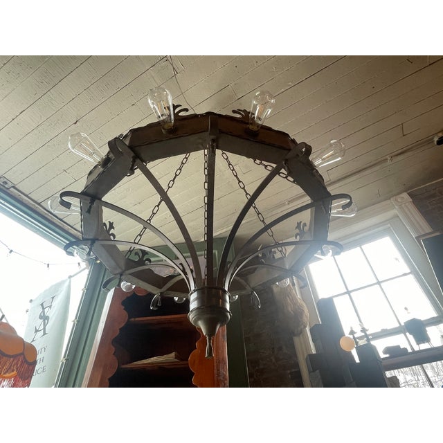 Vintage 1940s Gothic/Lodge 12-Light Chandelier. For Sale In New York - Image 6 of 6