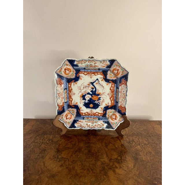 Large Antique Japanese Imari Square Plate, 1900 For Sale - Image 6 of 6