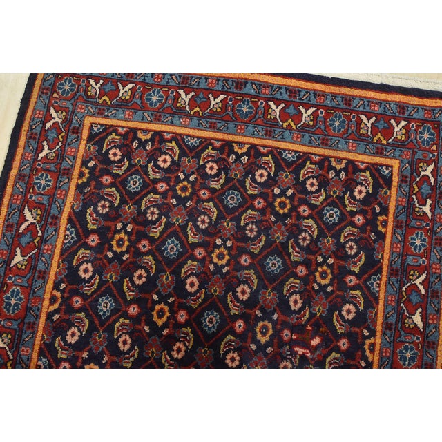 Mahal Runner 3’10” X 10’4” Blue Wool Vintage Tribal Hand-Knotted Oriental Rug For Sale In Philadelphia - Image 6 of 14