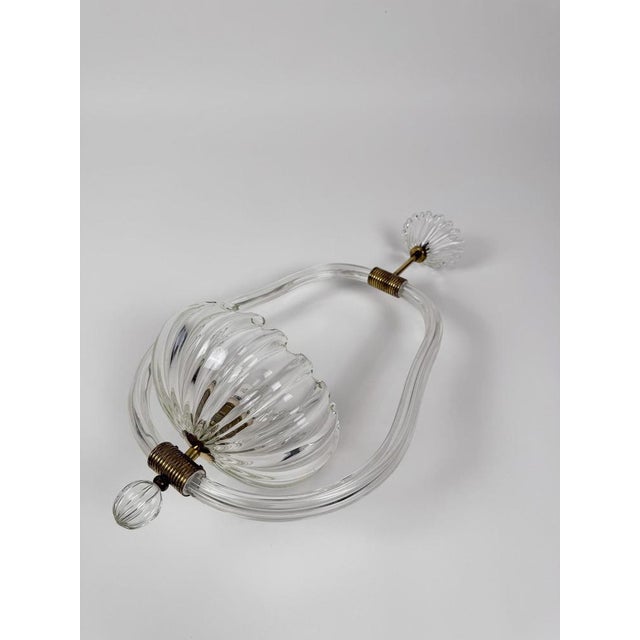 Italian Art Deco Murano Glass and Brass Pendant in the style of Seguso, 1930s For Sale - Image 6 of 18