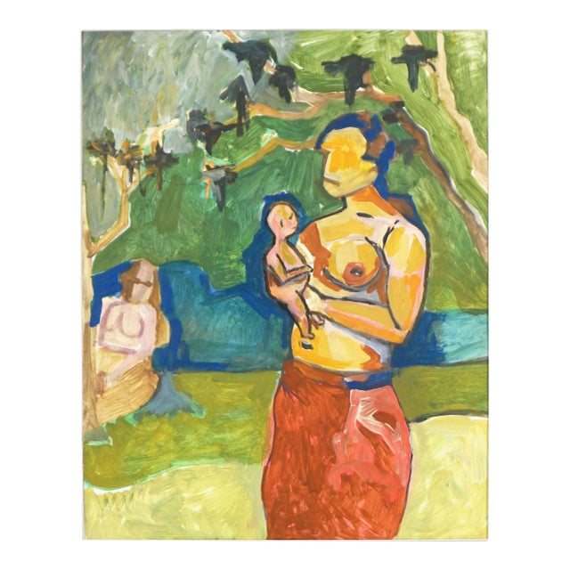 Original Abstract Expressionist - Hawaiian Mother and Baby by Michael William Eggleston For Sale