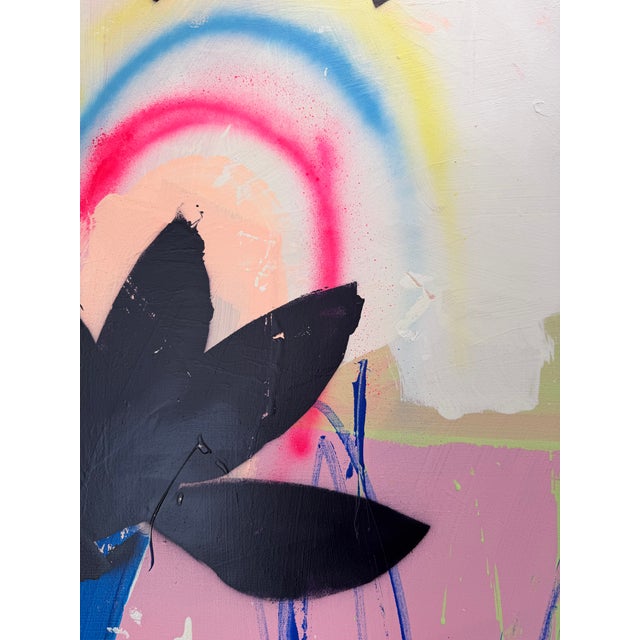 Contemporary Abstract Acrylics, Oil, Ink, Spray Paint, Screen Printing on Canvas "Not for the Everyday" by Manuela Karin Knaut For Sale - Image 10 of 10