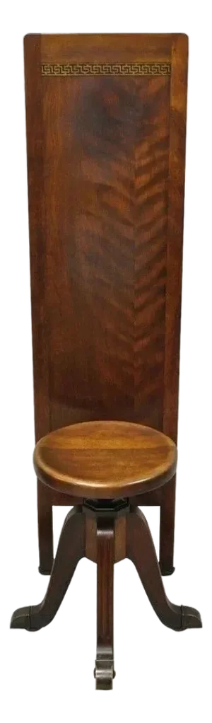 Antique Hamilton MFG High Back Adjustable Mahogany Architect Chair Piano Stool