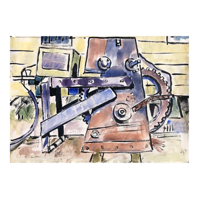 1996 Josie Capstick Industrial Watercolor For Sale