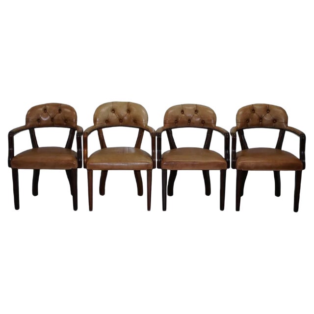 Brown Leather Court Office Dining Chair from House of Chesterfield For Sale