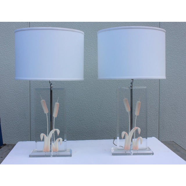 1970s Italian Lucite Table Lamps - a Pair For Sale - Image 4 of 12