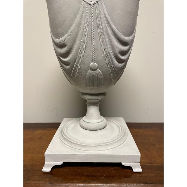 Pair Neoclassical Style Gray Painted Mahogany Urns For Sale In New York - Image 6 of 12