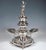 Excellent original viennese art nouveau centerpiece around 1900: a wide, round, trumpet-shaped silver pedestal, curved at...