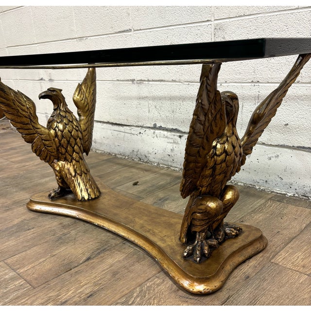 Vintage Italian Made Regency Neoclassical Style Glass Top Coffee Cocktail Table For Sale - Image 10 of 15