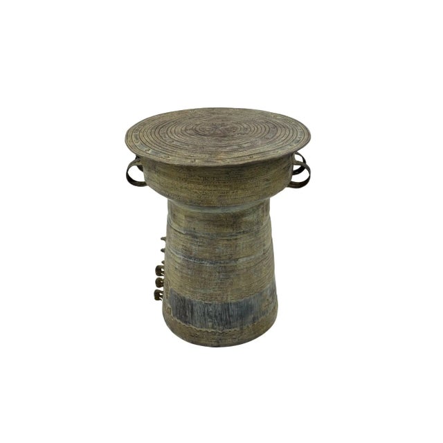 Cast Bronze Rain Drum With Elaborate Detail Patina Finish For Sale - Image 9 of 12