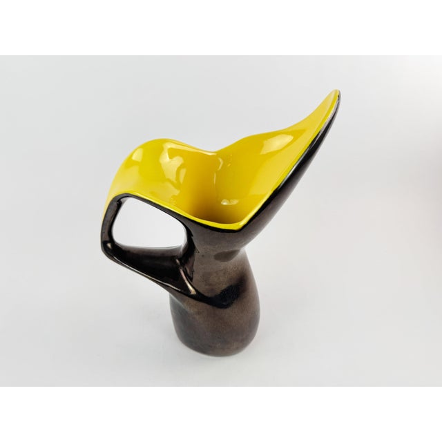 Mid-Century Modern Vintage Ceramidi French Sculptural Ceramic Vase With Yellow Interior For Sale - Image 3 of 16