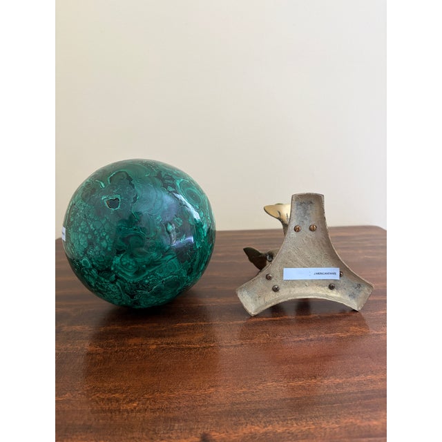 Monumental Malachite Egg on Brass Stand For Sale - Image 10 of 10