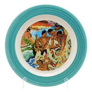 1980s 16" Eugene Savage "Festival of the Sea" Serving Platter, Lynn Krantz Dish Books For Sale