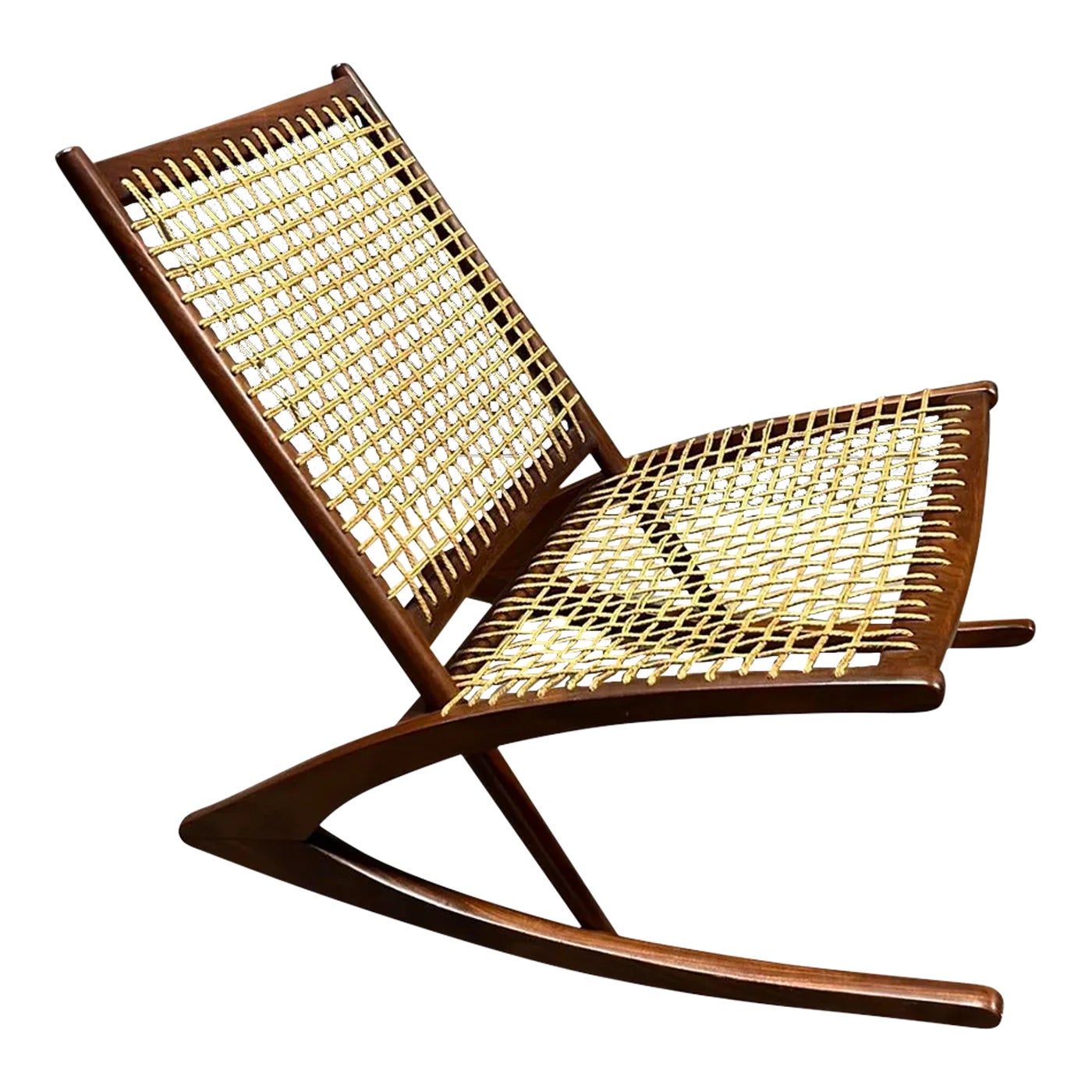 Frederik Kayser Teak and Rope Rocking Chair, Norway | Chairish
