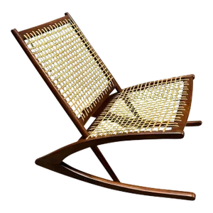 Frederik Kayser Teak and Rope Rocking Chair, Norway