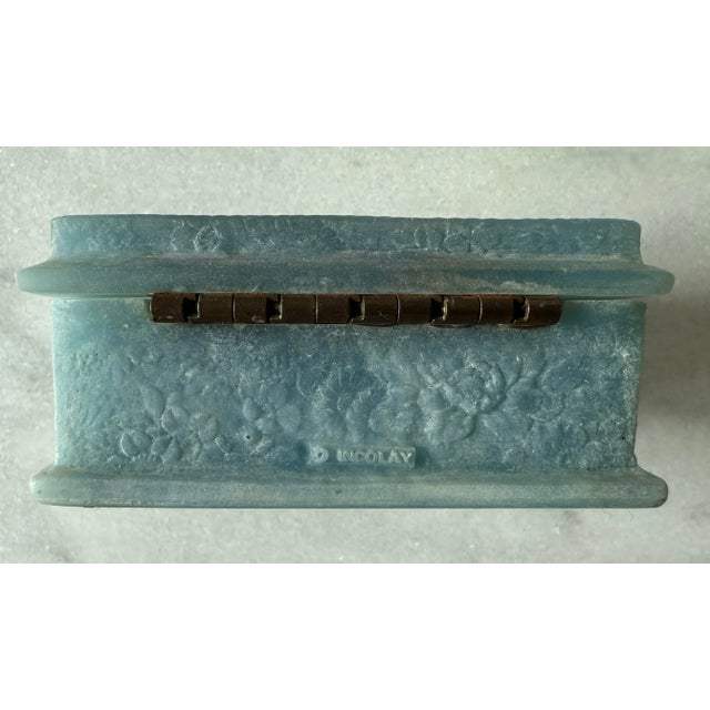 Vintage Incolay Blue Marble Jewelry or Trinket Box For Sale - Image 11 of 12