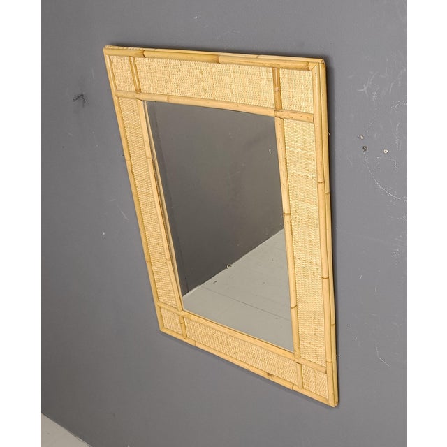 Light Yellow Mid-Century Bamboo Mirror attributed to Dal Vera, 1960s For Sale - Image 8 of 11