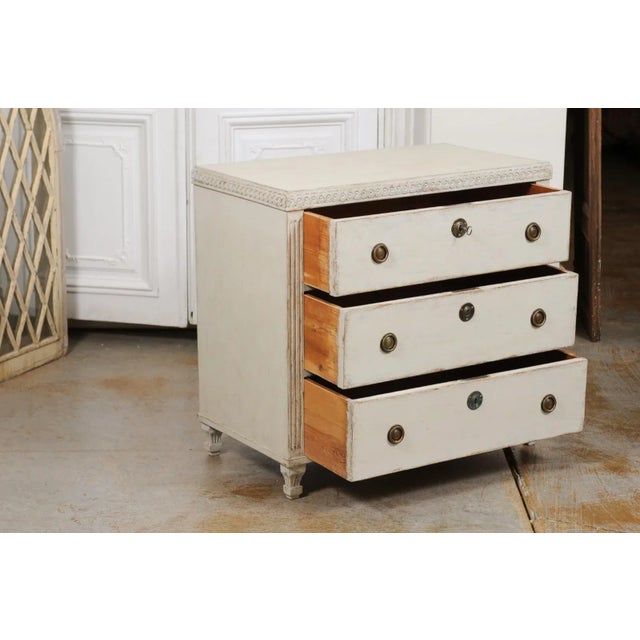 1865 Swedish Neoclassical Style Painted 3-Drawer Chest For Sale - Image 11 of 13