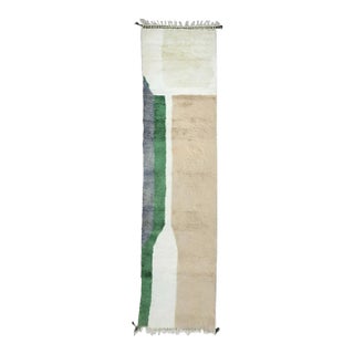 Color Block Berber Wool Runner Rug - 14.8 X 4 Ft For Sale