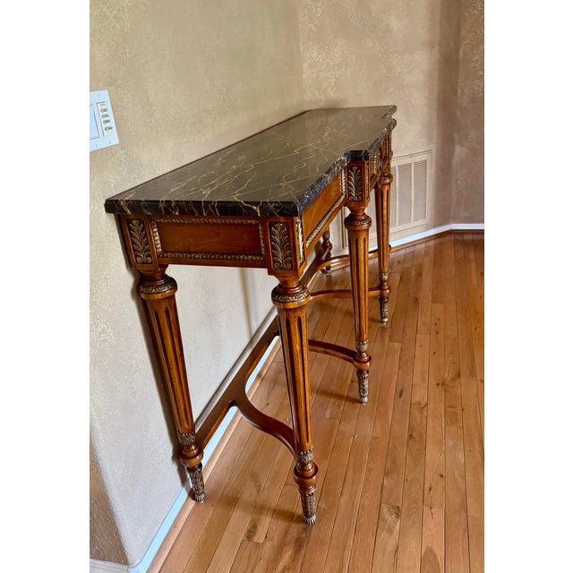 Black French Louis XVI Inspired Henredon Marble Top Console For Sale - Image 8 of 12