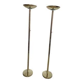Pair of Post Modern Brass Torchiers For Sale