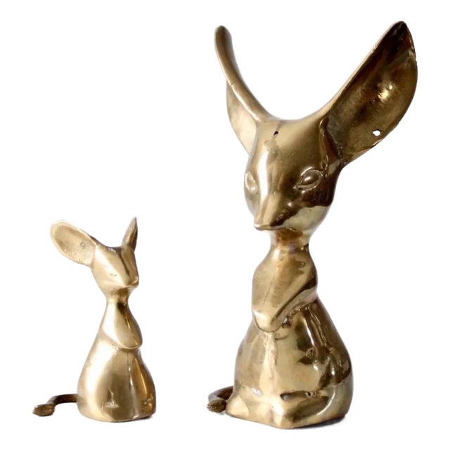 Mid Century Brass Mice Pair For Sale