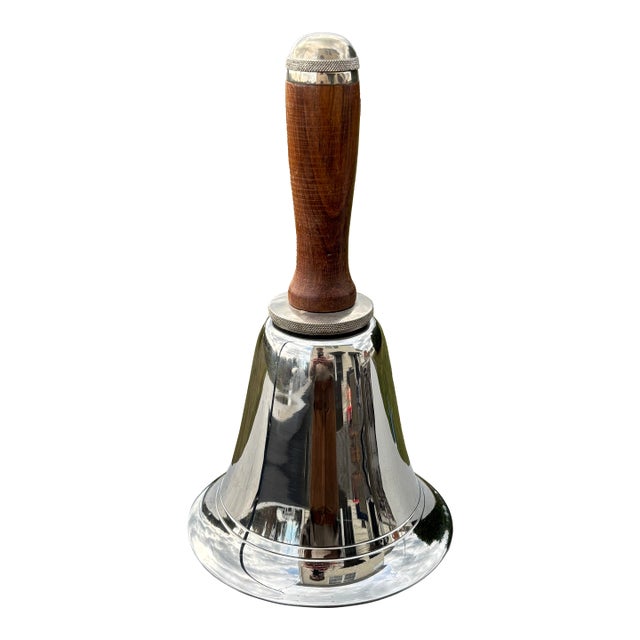 Mid 20th Century Steel, Chrome and Wood Bell-Shaped Decanter For Sale