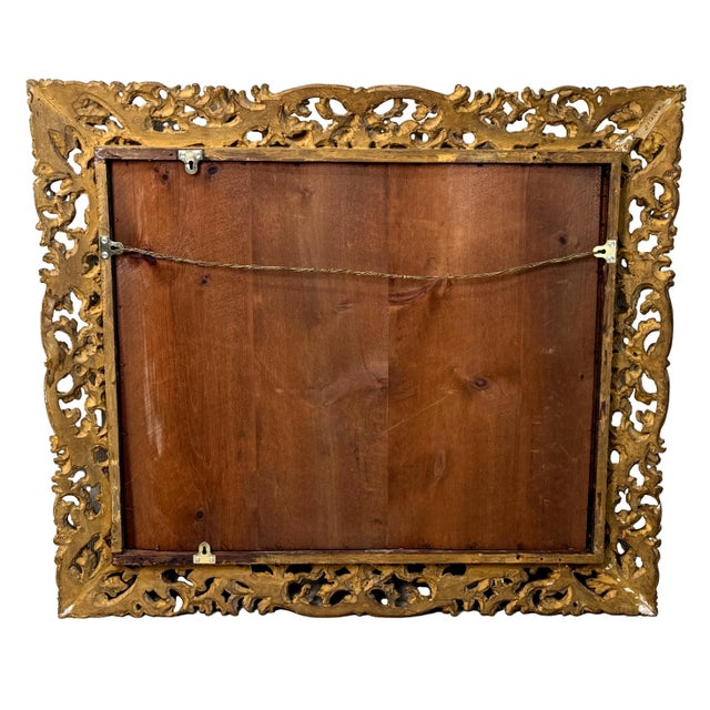 Gold Antique Florentine Rectangular Giltwood Wall Mirror, 1820 For Sale - Image 8 of 10