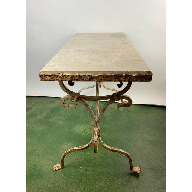 Salterini Style Wrought Iron Table with Travertine Top Chairish