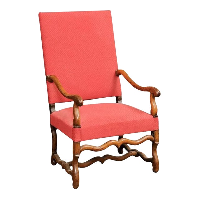 19th Century French Louis XIII Style Walnut Fauteuil with Os de Mouton Base For Sale