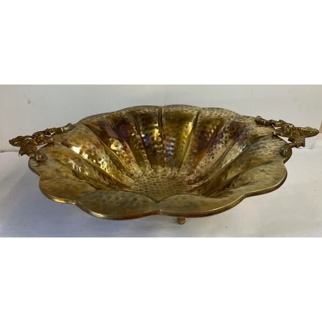 Vintage Brass Centerpiece Footed Bowl For Sale - Image 4 of 7