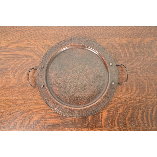 Roycroft Arts & Crafts Hammered Copper Large Handled Serving Tray, Circa 1920s For Sale - Image 10 of 10