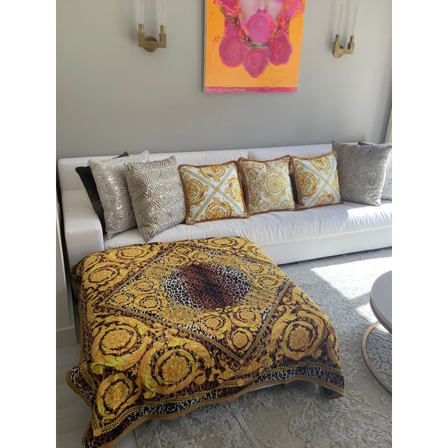 Alterier Versace Custom Made Barocco Animal Print Velvet Throw - 55”55” For Sale - Image 10 of 13