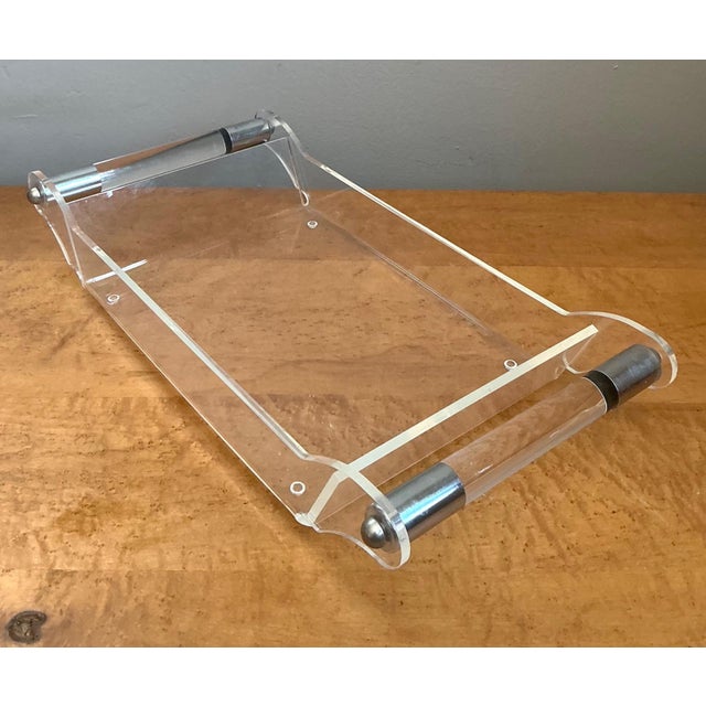 Mid 20th Century Vintage Lucite and Chrome Tray For Sale - Image 5 of 17