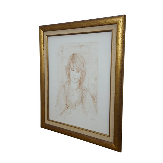 Realism 1975 Edna Hibel Signed Artist's Proof Portrait of a Young Girl Chris 25" For Sale - Image 3 of 10