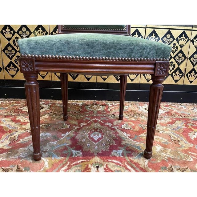 Louis Xvi Style Green Velvet Chairs, Set of 6 For Sale - Image 3 of 10