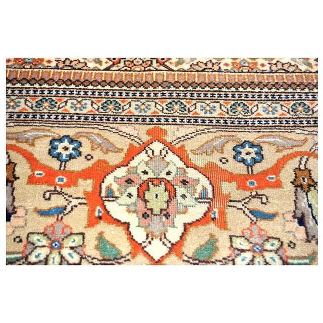 Orange Vintage Persian Tabriz Taba Tabai Wool 3x10 Orange & Ivory Handmade Runner Rug #1144062 For Sale - Image 8 of 12