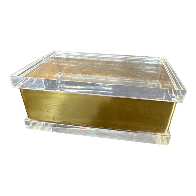 Metal Acrylic Glass and Brass Box by Philippe Cheverny For Sale - Image 7 of 7