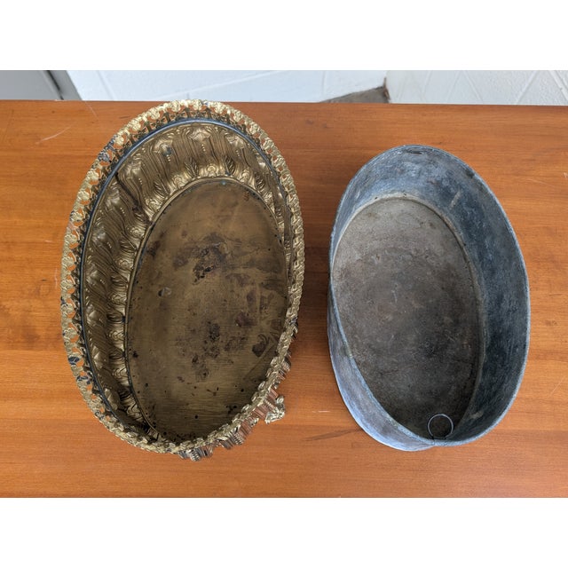 Late 19th Century Late 19th Century Oval French Brass Jardiniere For Sale - Image 5 of 6