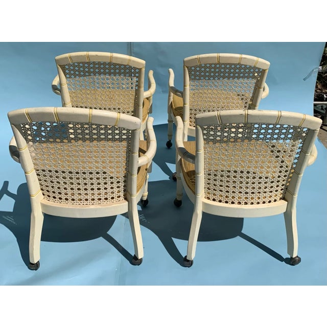 Traditional 1960s Mid Century Yellow Cane Backed Chairs, Set of 4 For Sale - Image 3 of 9