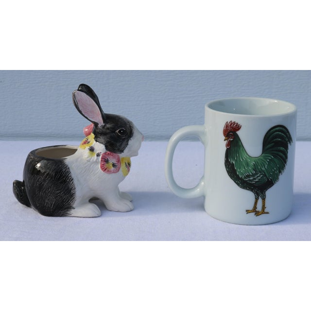Ceramic 1991 Fitz and Floyd Bunny Rabbit and Pansies Creamer Pansy Parade For Sale - Image 7 of 10
